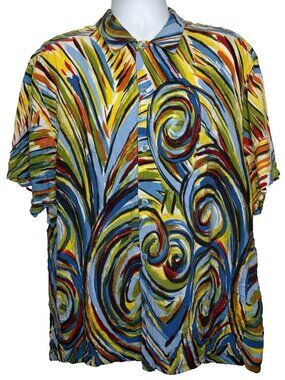 Vintage 90s Jams World Hawaiian Shirt Size XL Whirly Pop Abstract Psychedelic